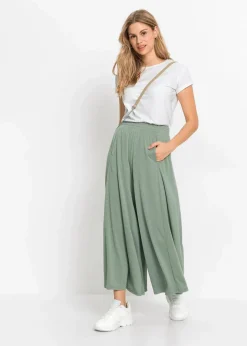 Damen bonprix Hosen|Bekleidung·Kleider|Jersey-Culotte mit weitem Bein