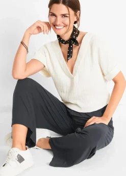 Damen bonprix Hosen|Nachhaltigere Materialien|Jersey-Hose aus fließendem Viskose-Mix, 7-8-Länge