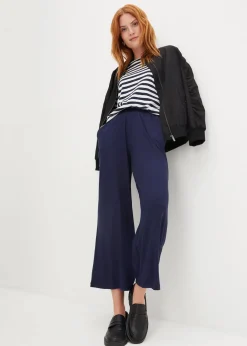 Damen bonprix Hosen|Nachhaltigere Materialien|Jersey-Hose aus fließendem Viskose-Mix, 7-8-Länge