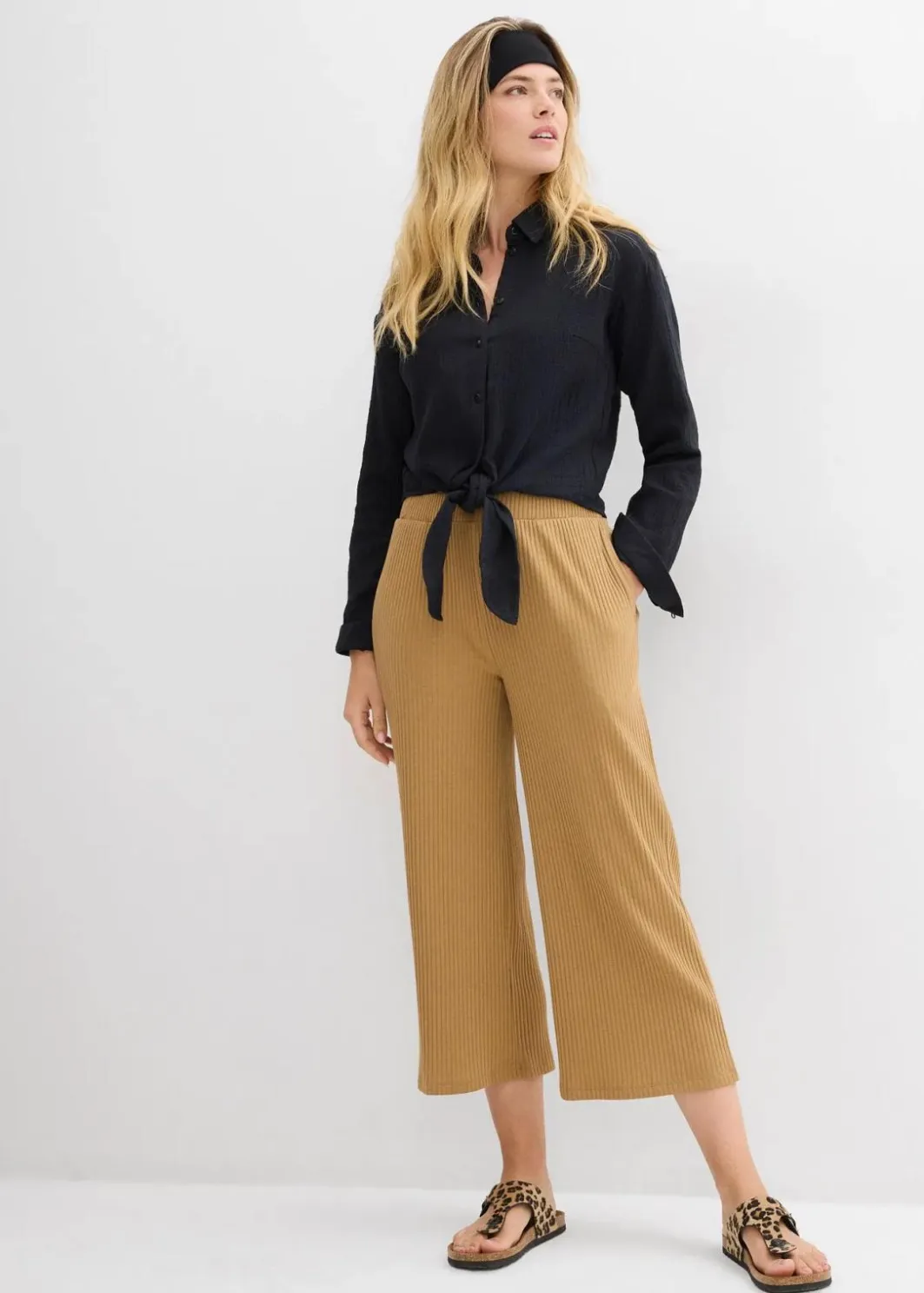 Damen bonprix Hosen|Bekleidung·Kleider|Jersey-Hose aus Rippe mit Bequembund