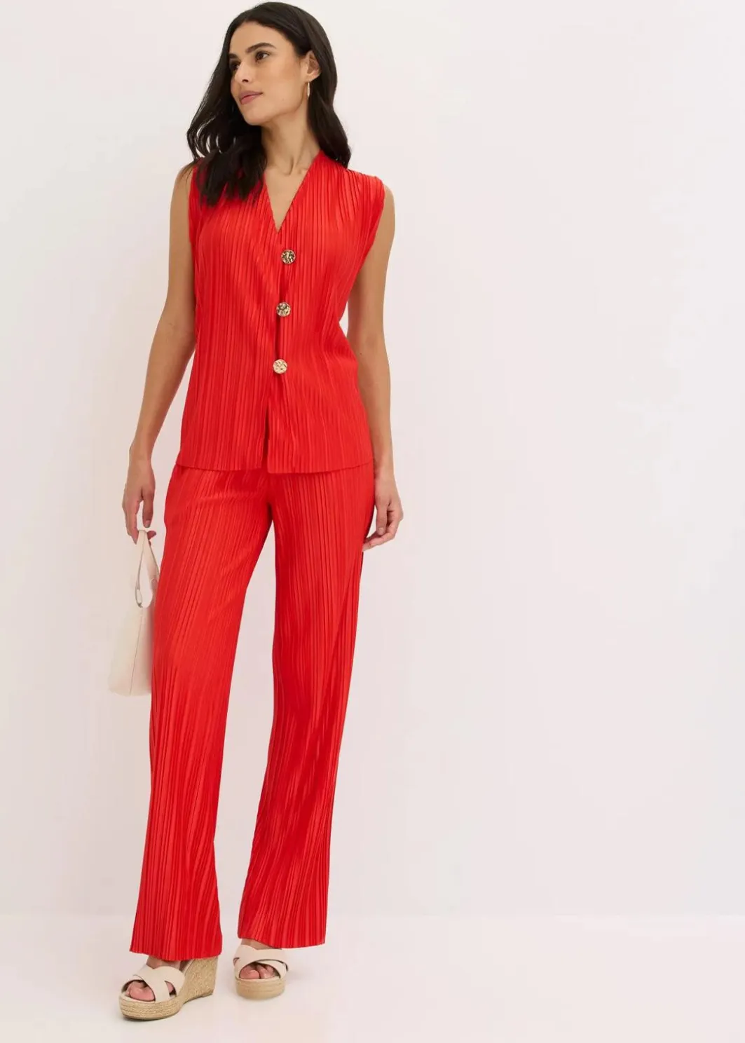 Damen bonprix Hosen|Bekleidung·Kleider|Jersey-Hose mit Plissee