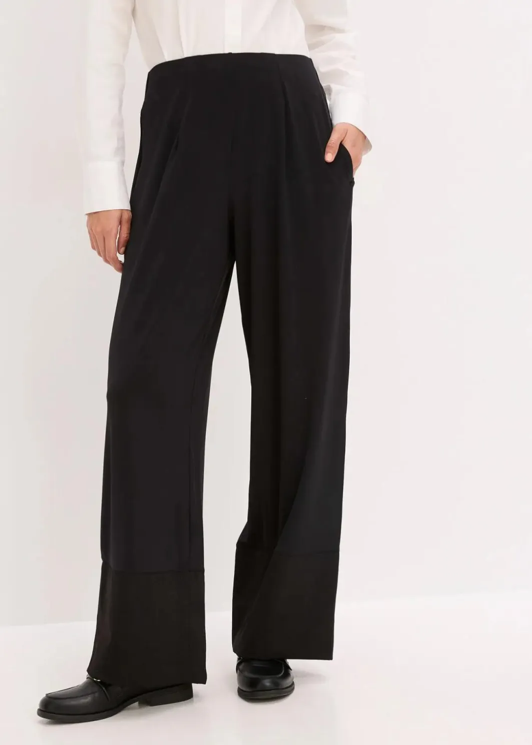 Damen bonprix Bekleidung·Kleider|Hosen|Jersey-Hose mit Satinbesätzen