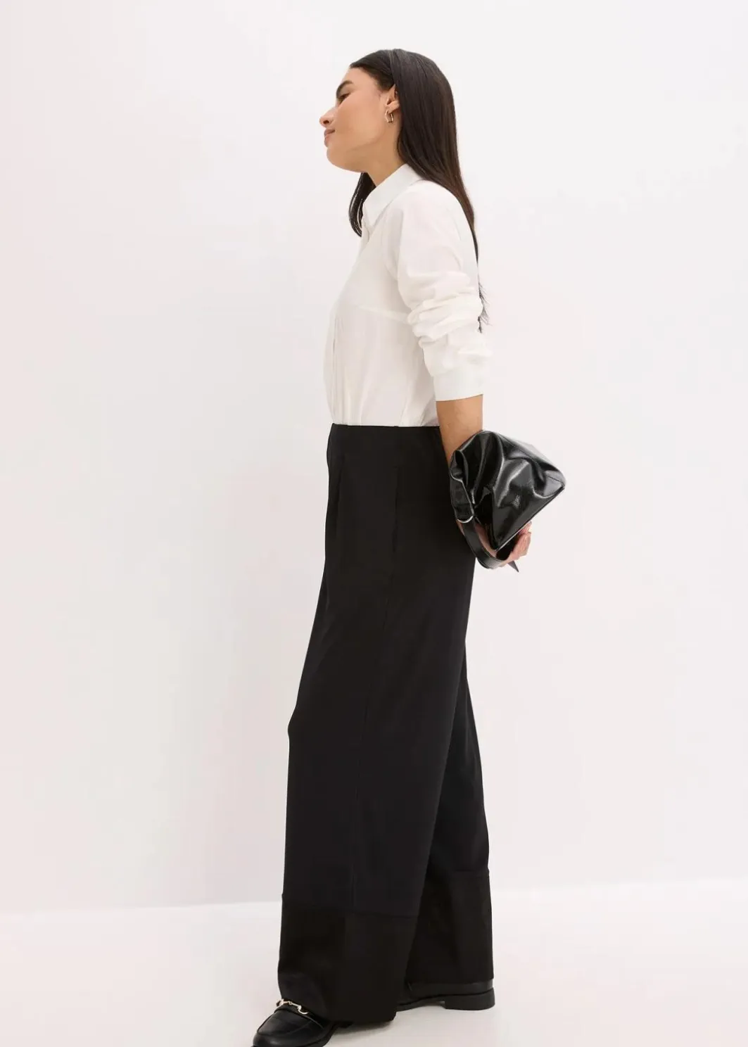 Damen bonprix Bekleidung·Kleider|Hosen|Jersey-Hose mit Satinbesätzen
