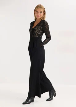 Damen bonprix Bekleidung·Homewear|Jumpsuits|Jersey-Jumpsuit mit Spitze