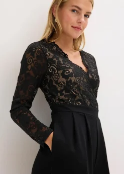 Damen bonprix Bekleidung·Homewear|Jumpsuits|Jersey-Jumpsuit mit Spitze