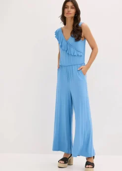 New Jersey-Jumpsuit mit Volant Damen Bekleidung·Homewear|Jumpsuits