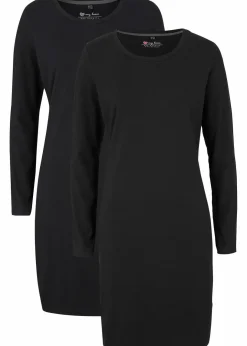 Damen bonprix Kleider|Basics|Jerseykleid aus Baumwolle mit Stretch (2er Pack)