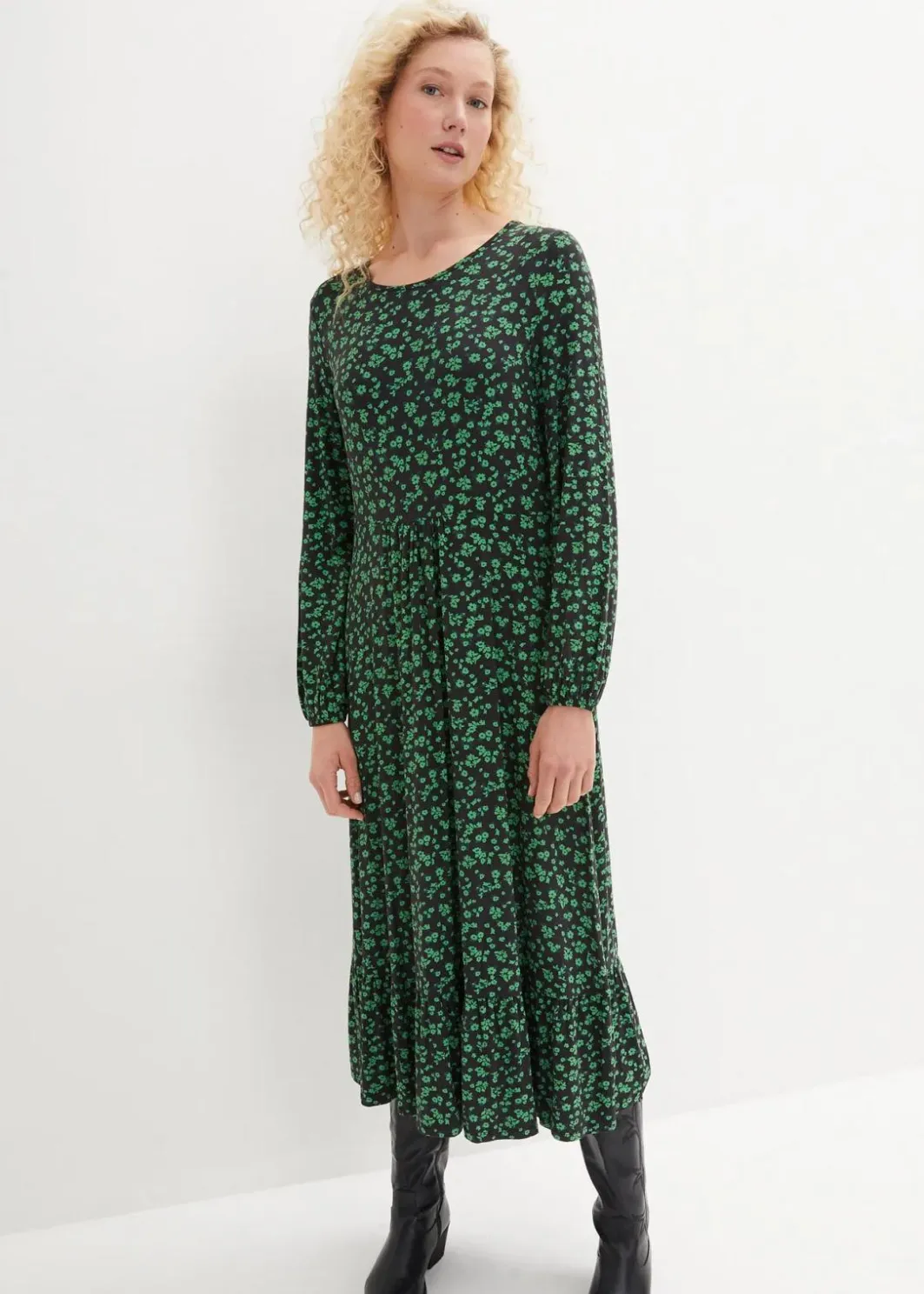 Damen bonprix Kleider|Bekleidung·Pullover & Strickjacken|Jerseykleid aus fließendem Viskose-Mix