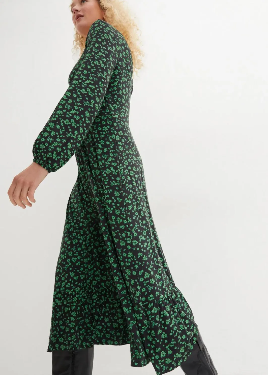Damen bonprix Kleider|Bekleidung·Pullover & Strickjacken|Jerseykleid aus fließendem Viskose-Mix
