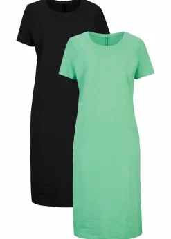 Damen bonprix Bekleidung·Röcke|Bekleidung·Pullover & Strickjacken|Jerseykleid aus reiner Baumwolle (2er Pack)