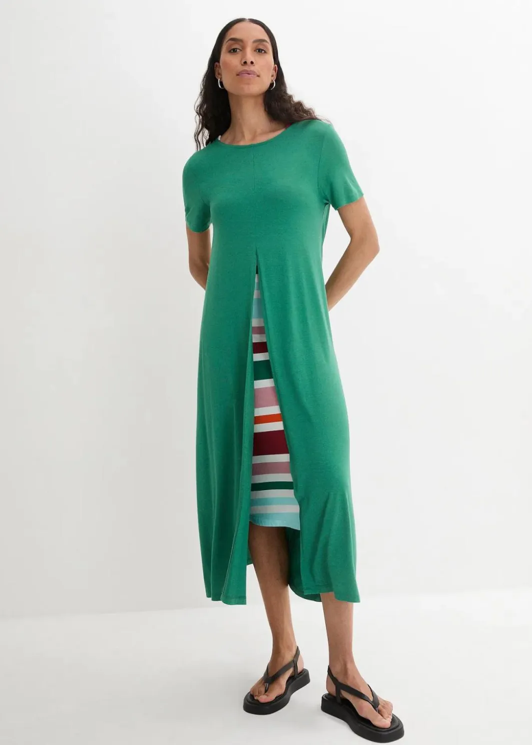 Damen bonprix Kleider|Bekleidung·Pullover & Strickjacken|Jerseykleid aus softem Viskose-Mix