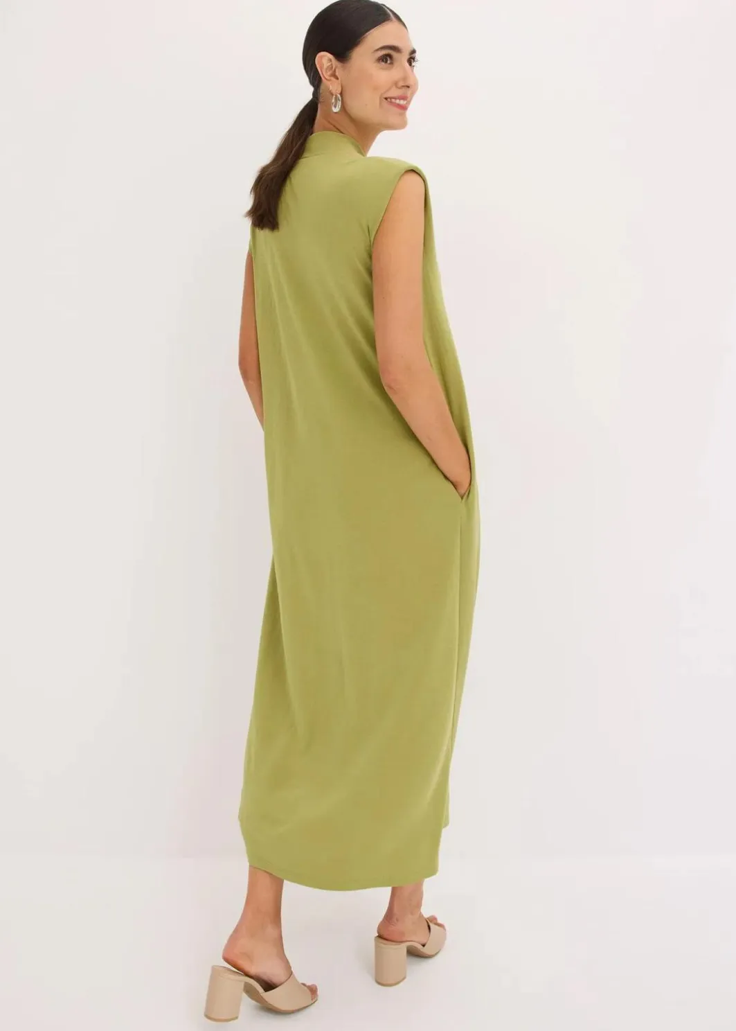 Clearance Jerseykleid aus Viskose-Mix mit Schulterpolster Damen Kleider|Bekleidung·Pullover & Strickjacken