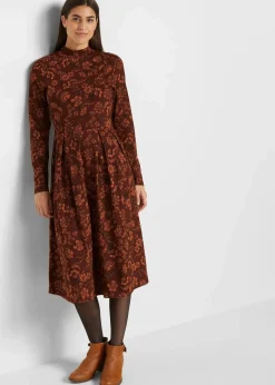 New Jerseykleid mir Druck, langarm Damen Bekleidung·Pullover & Strickjacken|Kleider