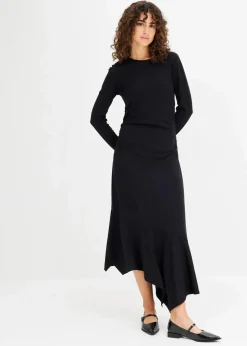 Damen bonprix Bekleidung·Pullover & Strickjacken|Kleider|Jerseykleid mit asymmetrischem Saum