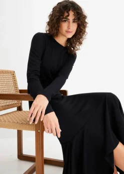 Damen bonprix Bekleidung·Pullover & Strickjacken|Kleider|Jerseykleid mit asymmetrischem Saum