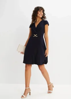 Jerseykleid mit dekorativer Schließe Damen Kurzgrößen|Kurzgrößen