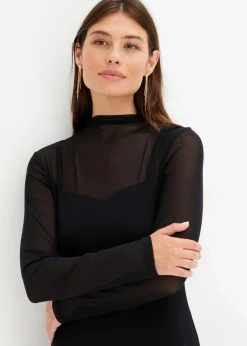 Sale Jerseykleid mit Mesh Damen Bekleidung·Pullover & Strickjacken|Kleider