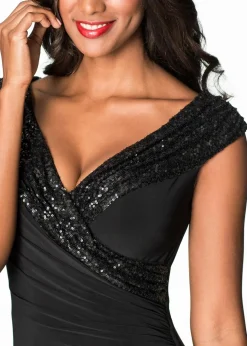 Hot Jerseykleid mit Pailletten Damen Kurzgrößen|Bekleidung·Pullover & Strickjacken