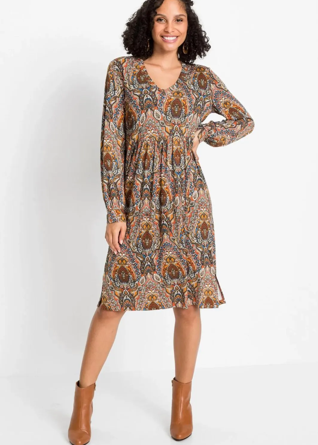 Damen bonprix Bekleidung·Pullover & Strickjacken|Kleider|Jerseykleid mit Paisley