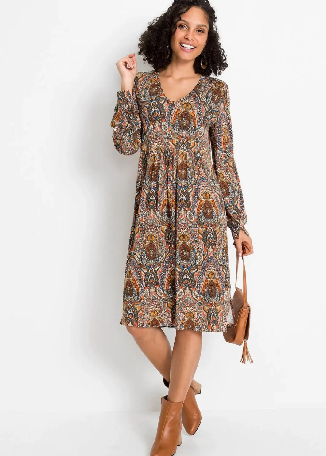 Damen bonprix Bekleidung·Pullover & Strickjacken|Kleider|Jerseykleid mit Paisley
