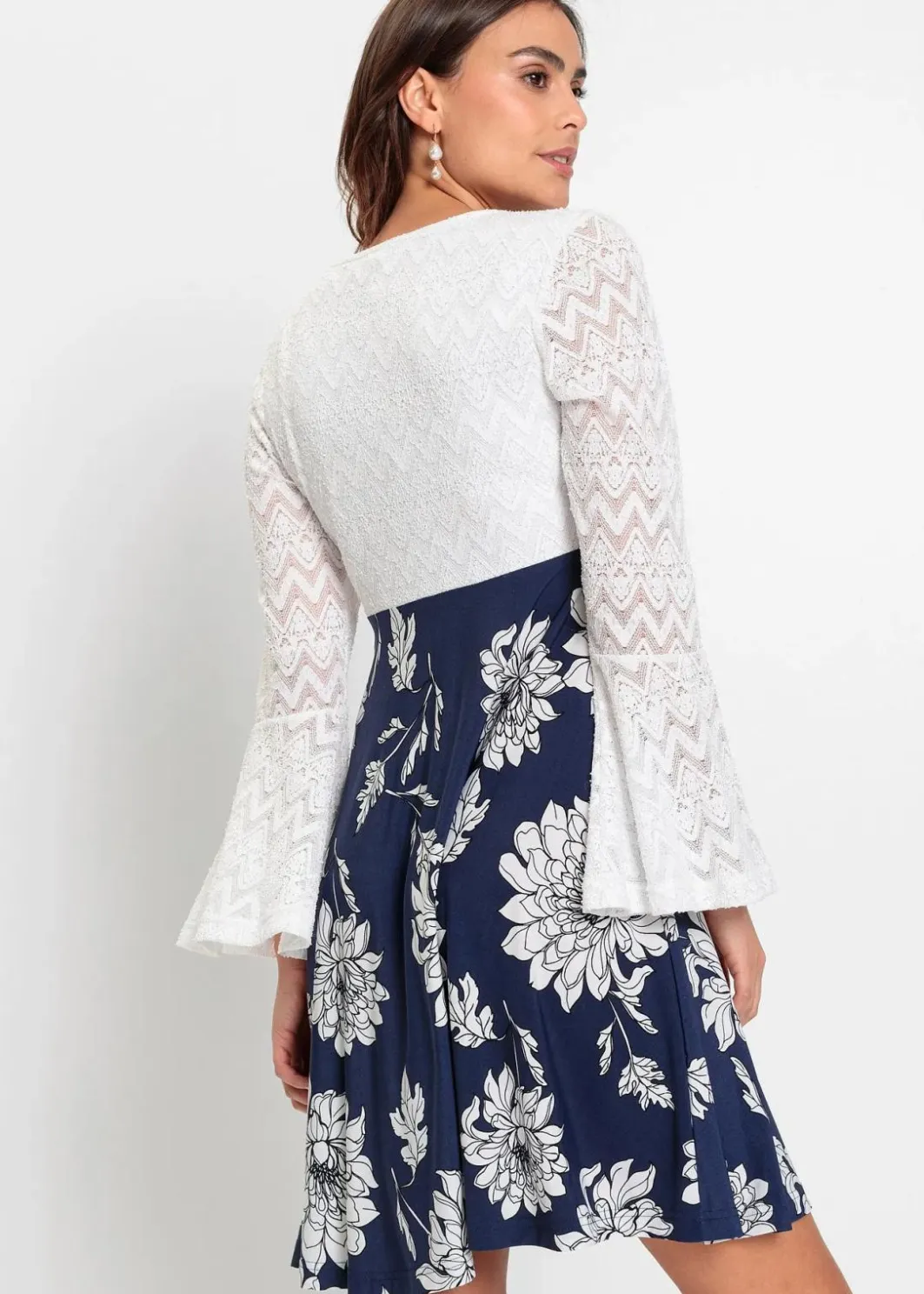 Damen bonprix Kleider|Jerseykleid mit Spitze