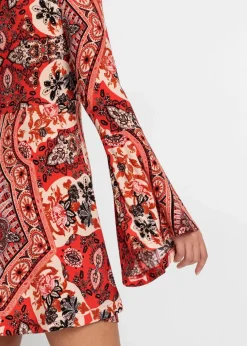 Damen bonprix Bekleidung·Pullover & Strickjacken|Nachhaltigere Materialien|Jerseykleid mit Stehkragen und Volant-Ärmel