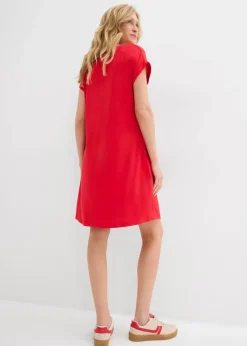 Damen bonprix Kleider|Jersey-Kleid mit Stickerei aus Viskose-Elasthan-Mix