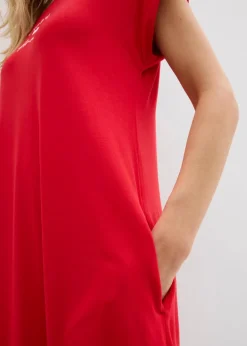 Damen bonprix Kleider|Jersey-Kleid mit Stickerei aus Viskose-Elasthan-Mix