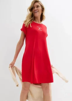 Damen bonprix Kleider|Jersey-Kleid mit Stickerei aus Viskose-Elasthan-Mix