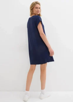 Discount Jersey-Kleid mit Stickerei aus Viskose-Elasthan-Mix Damen Kleider