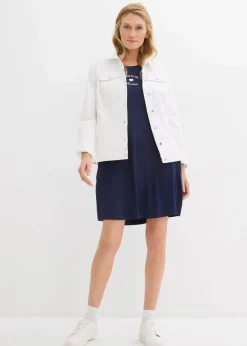 Discount Jersey-Kleid mit Stickerei aus Viskose-Elasthan-Mix Damen Kleider