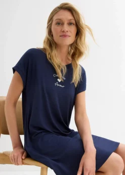 Discount Jersey-Kleid mit Stickerei aus Viskose-Elasthan-Mix Damen Kleider