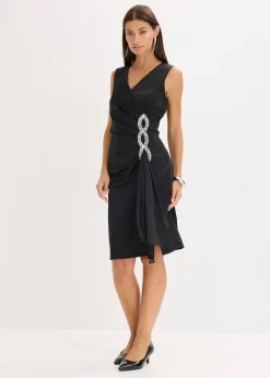 Hot Jerseykleid mit Strassstein-Applikation Damen Bekleidung·Pullover & Strickjacken|Festliche Mode