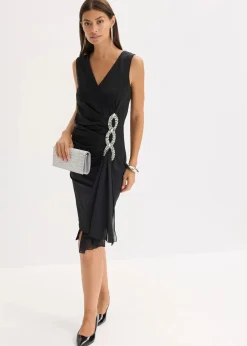 Hot Jerseykleid mit Strassstein-Applikation Damen Bekleidung·Pullover & Strickjacken|Festliche Mode