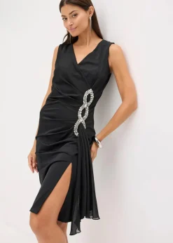 Hot Jerseykleid mit Strassstein-Applikation Damen Bekleidung·Pullover & Strickjacken|Festliche Mode