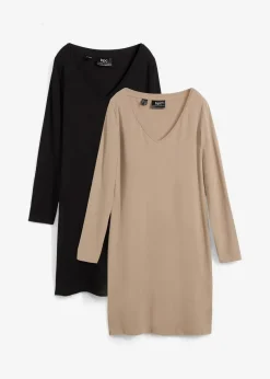 Online Jerseykleid mit V-Ausschnitt (2er Pack) Damen Bekleidung·Röcke|Bekleidung·Pullover & Strickjacken