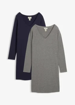 New Jerseykleid mit V-Ausschnitt (2er Pack) Damen Kleider|Basics