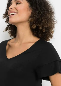 Damen bonprix Nachhaltigere Materialien|Kleider|Jerseykleid mit Volant aus Viskose-Mix