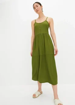 Jersey-Kleid mit Volants und dekorativer Knopfleiste Damen Bekleidung·Pullover & Strickjacken|Kleider
