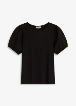 Damen bonprix Shirts & Tops|Jerseyshirt mit Ärmeln aus Baumwollpopeline