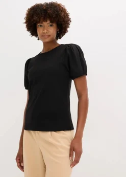 Damen bonprix Shirts & Tops|Jerseyshirt mit Ärmeln aus Baumwollpopeline