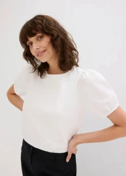 Damen bonprix Shirts & Tops|Jerseyshirt mit Ärmeln aus Baumwollpopeline