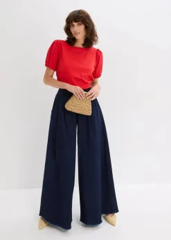 Damen bonprix Shirts & Tops|Jerseyshirt mit Ärmeln aus Baumwollpopeline