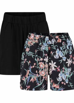 Damen bonprix Bekleidung·Outdoorbekleidung|Bekleidung·Kleider|Jersey-Shorts aus elastischem Baumwoll-Mix (2er Pack)