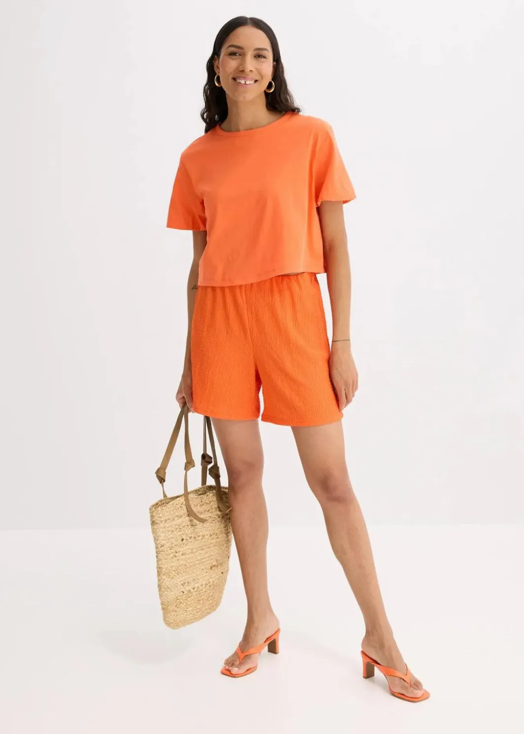 Damen bonprix Bekleidung·Outdoorbekleidung|Bekleidung·Kleider|Jersey-Shorts aus leichtem Crêpe