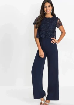 Clearance Jumpsuit aus softem Scuba mit Spitze Damen Festliche Mode|Jumpsuits