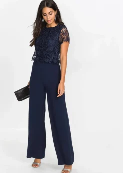 Clearance Jumpsuit aus softem Scuba mit Spitze Damen Festliche Mode|Jumpsuits