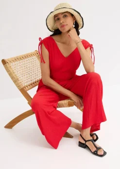Damen bonprix Nachhaltigere Materialien|Jumpsuits|Jumpsuit aus strukturiertem Crêpe