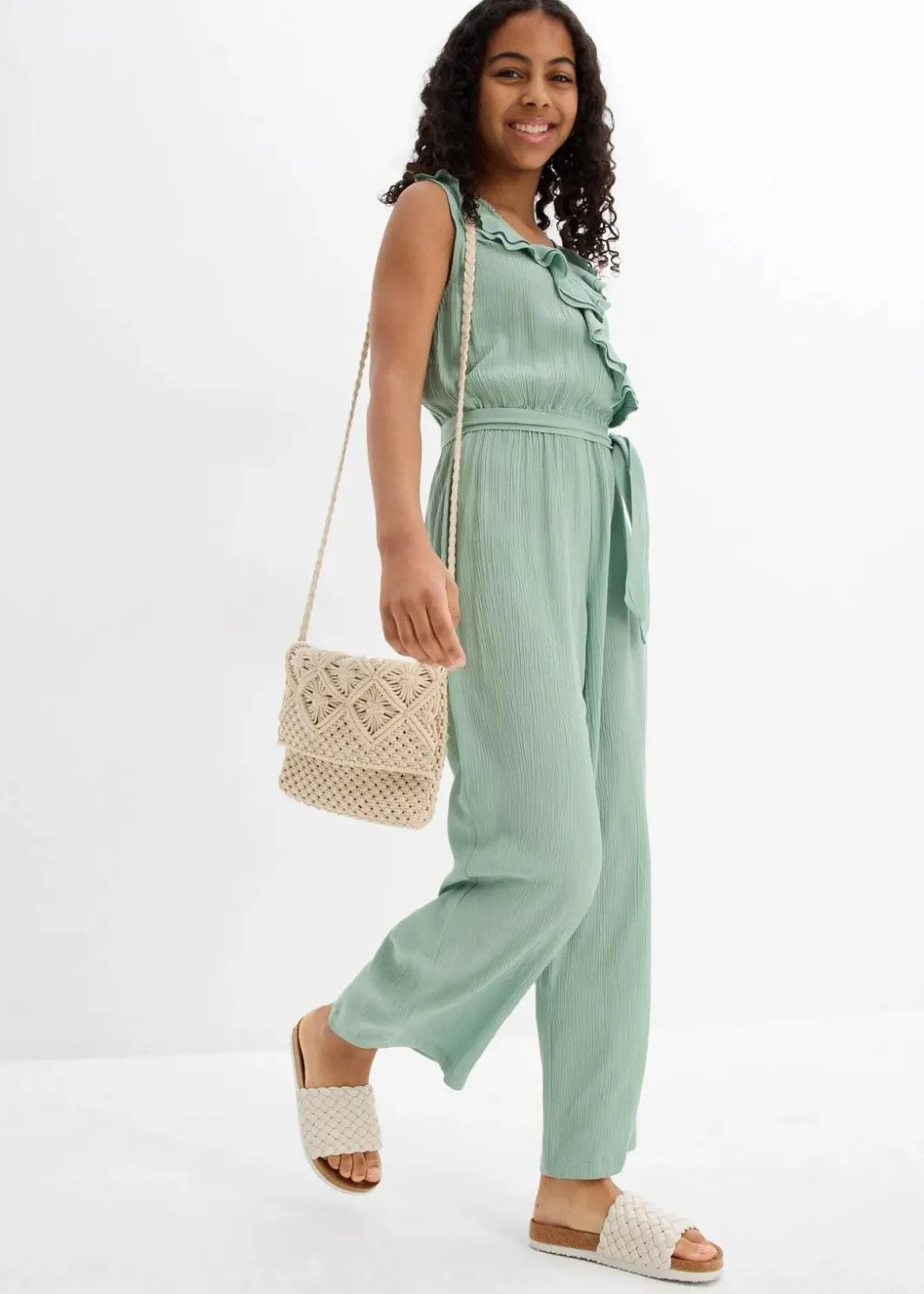 Kinder bonprix Mädchen 9-16 Jahre·Kleider & Jumpsuits|Mädchen 2-8 Jahre·Nachhaltigere Materialien|Jumpsuit aus strukturiertem Crinkle