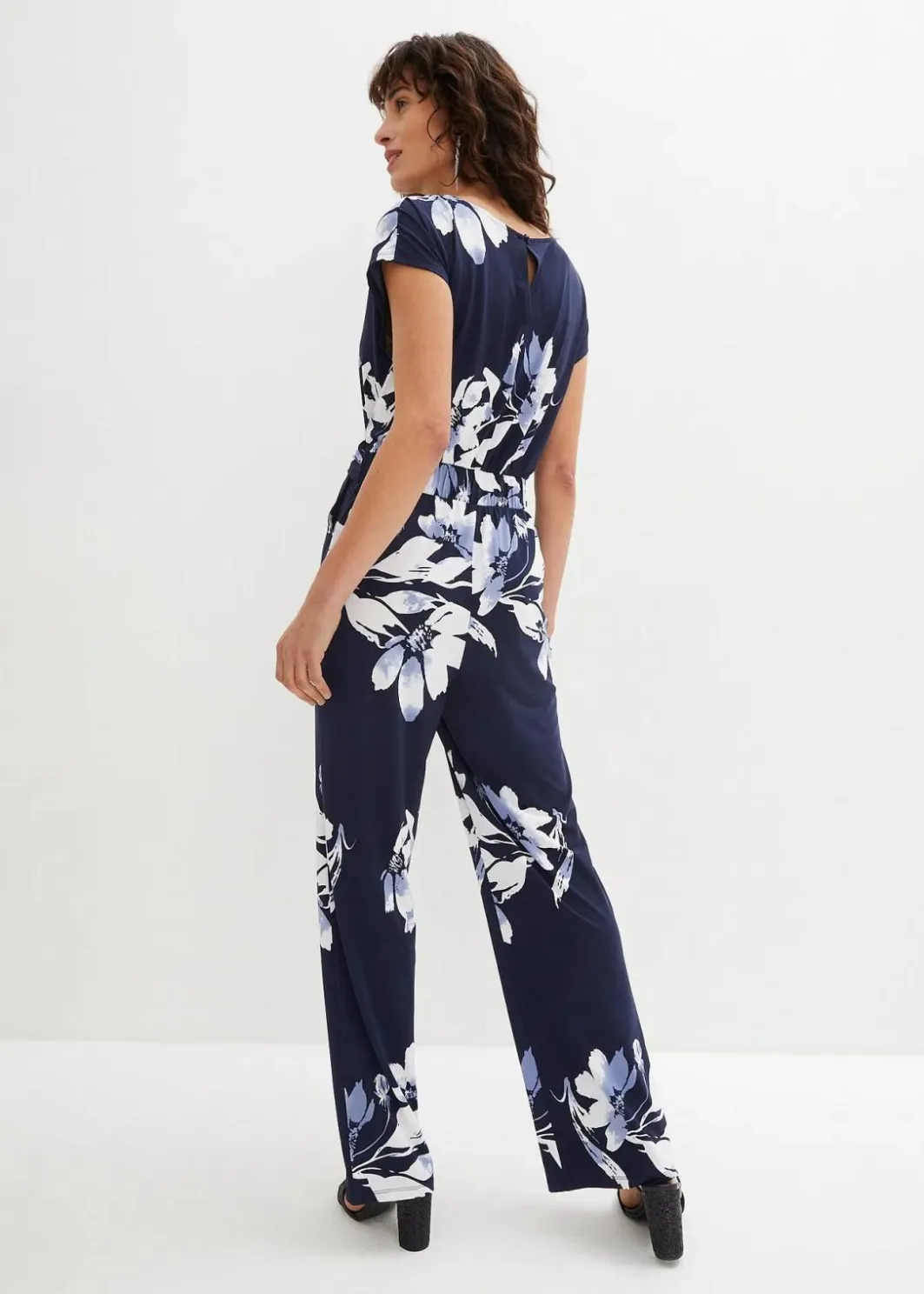 Damen bonprix Jumpsuits|Kurzgrößen|Jumpsuit mit Bindeband